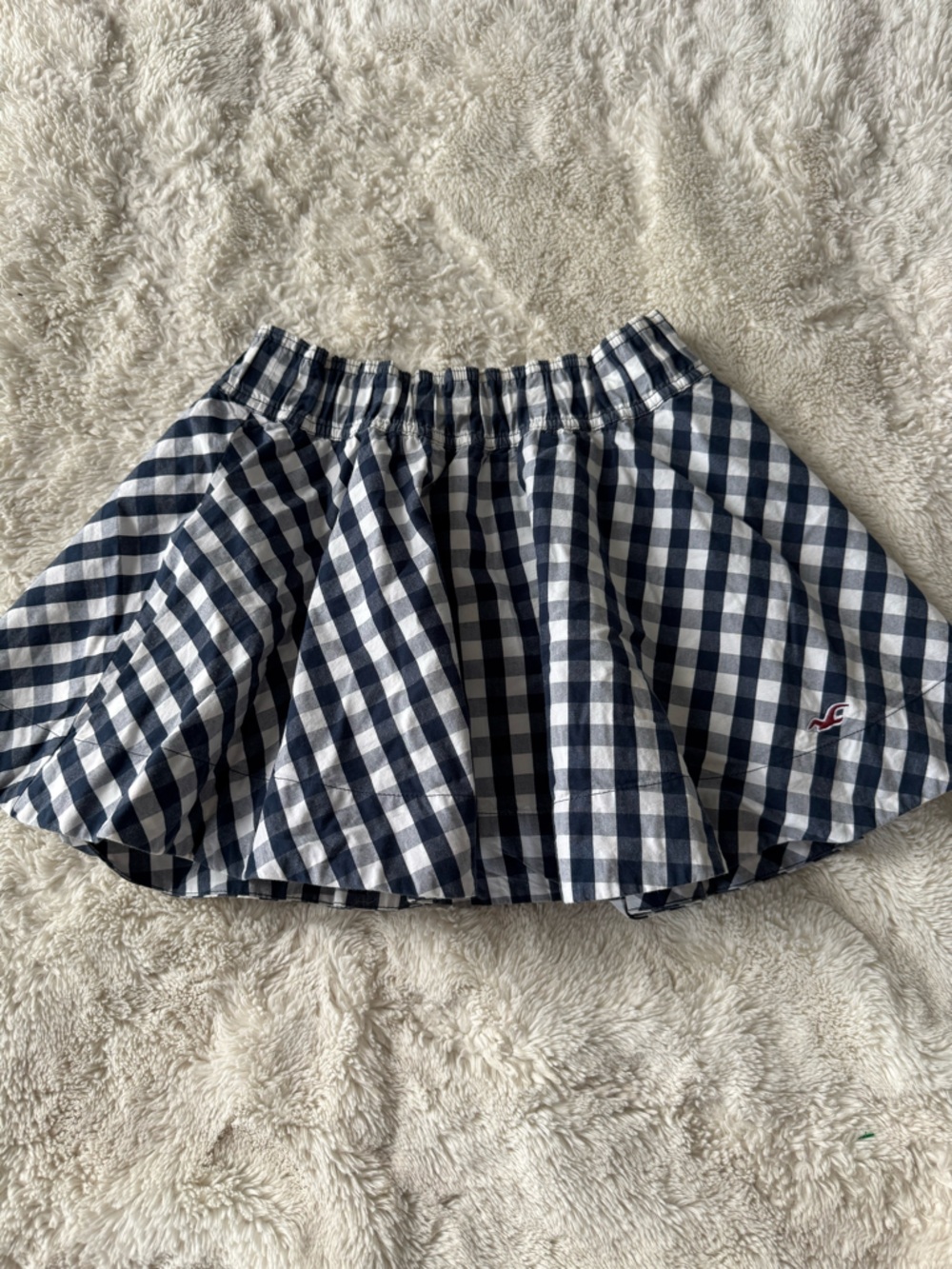 Hollister Women’s Gingham Plaid Pull On Navy Mini Skirt
